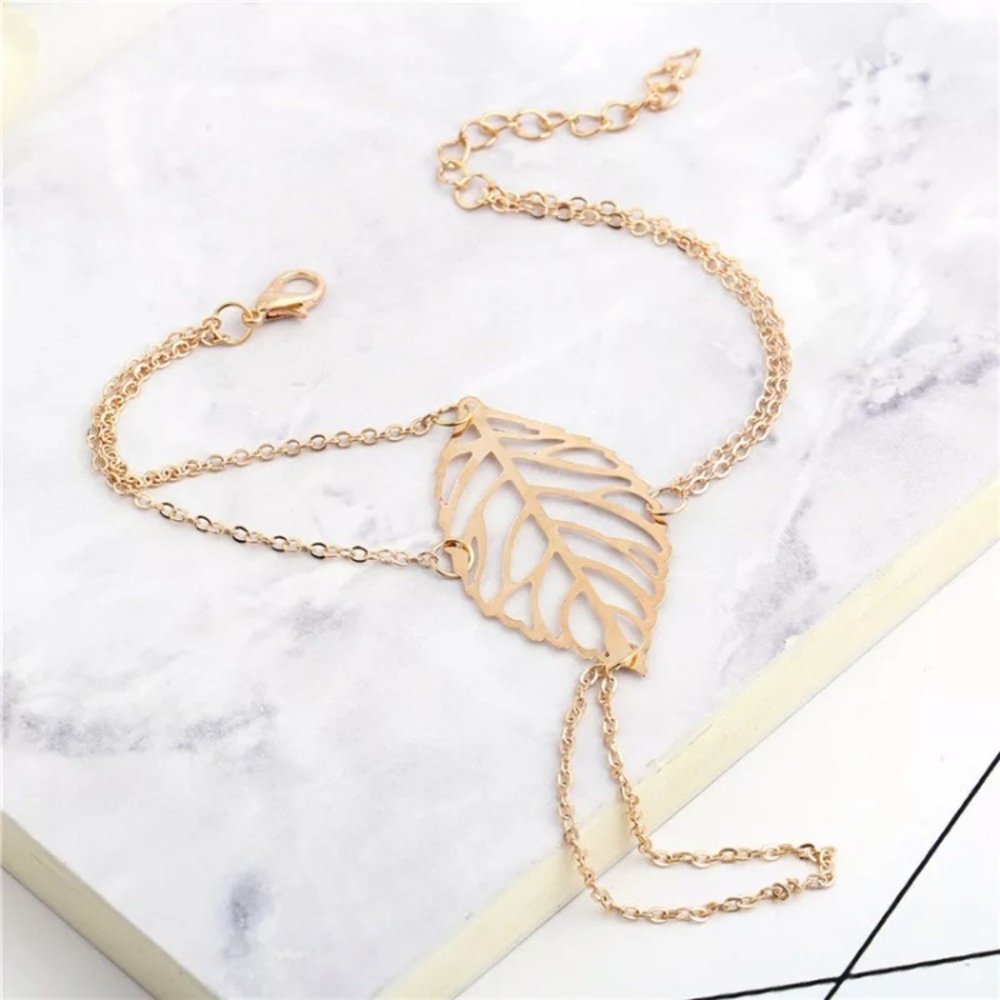 Gold Filled Leaf Hand Chain - Picture 2 of 2